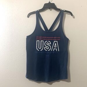 Under Armour Heat Gear Blue Cris Cross tank top USA Size M Used